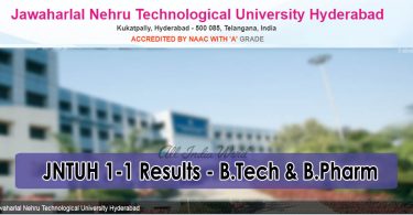 JNTUH 1-1 Results - B.Tech and Bpharm