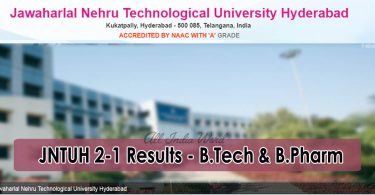 JNTUH 2-1 Results - B.Tech and Pharmacy