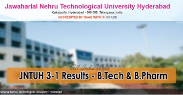 JNTUH 3-1 Results - B.Tech and BPharmacy