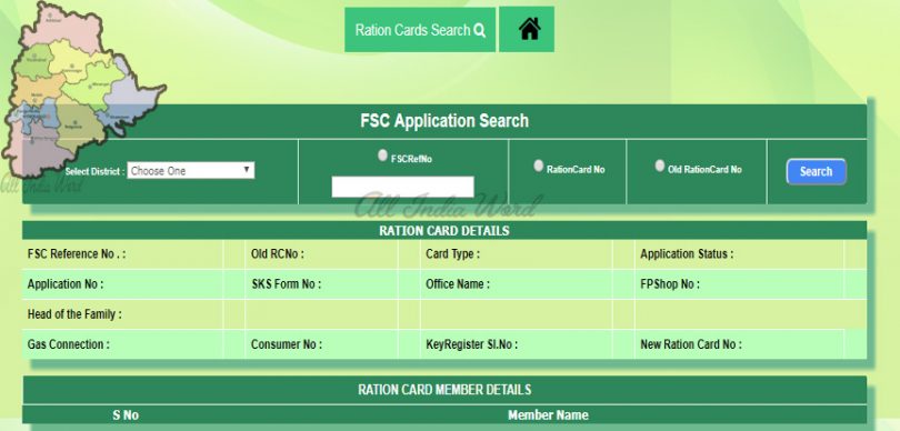 Telangana Food Security Card ration card status apply